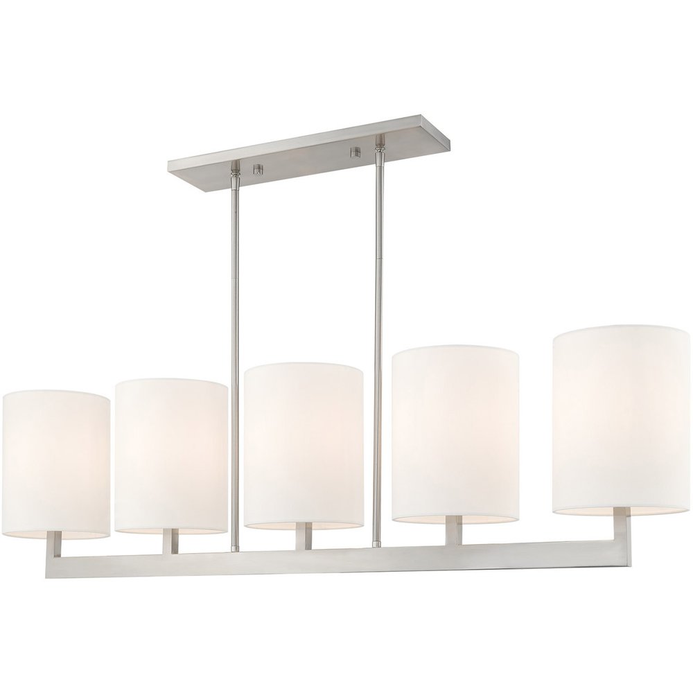 Nickel Five Light Metal Dimmable Chandelier With Shades HomeRoots