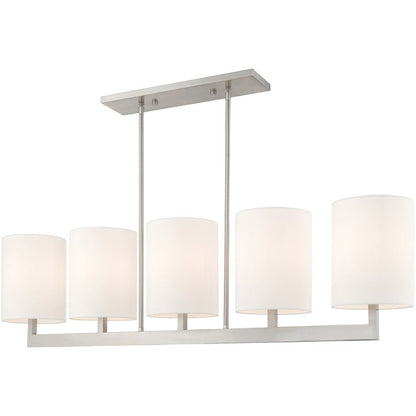 Nickel Five Light Metal Dimmable Chandelier With Shades HomeRoots
