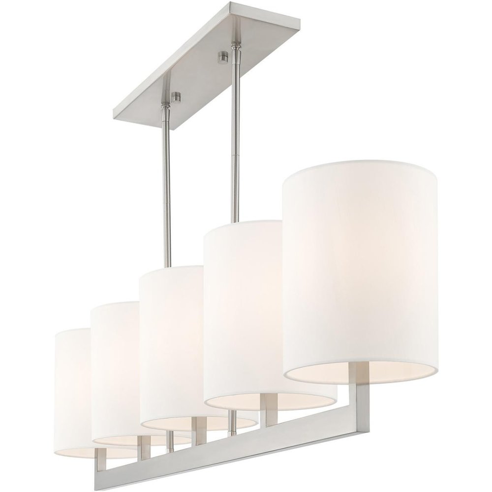 Nickel Five Light Metal Dimmable Chandelier With Shades HomeRoots