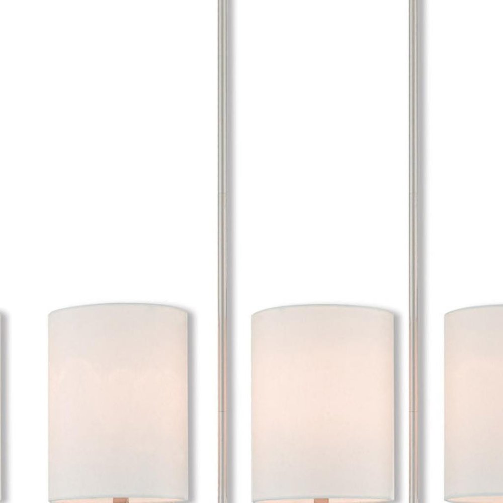 Nickel Five Light Metal Dimmable Chandelier With Shades HomeRoots