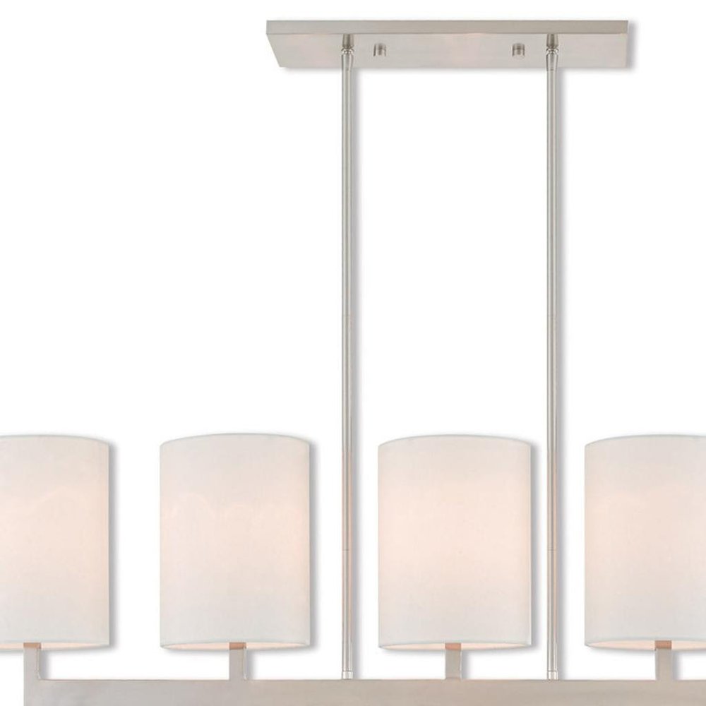 Nickel Five Light Metal Dimmable Chandelier With Shades HomeRoots