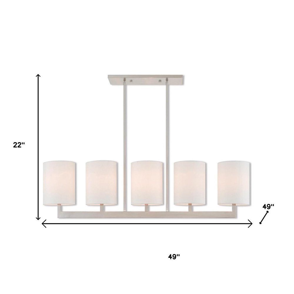 Nickel Five Light Metal Dimmable Chandelier With Shades HomeRoots