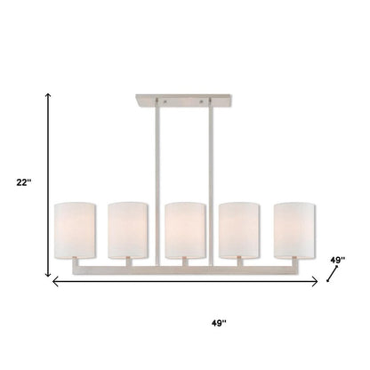 Nickel Five Light Metal Dimmable Chandelier With Shades HomeRoots