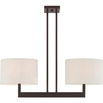 Bronze Two Light Metal Dimmable Chandelier With Shades HomeRoots