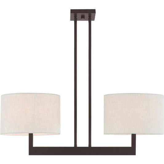 Bronze Two Light Metal Dimmable Chandelier With Shades HomeRoots
