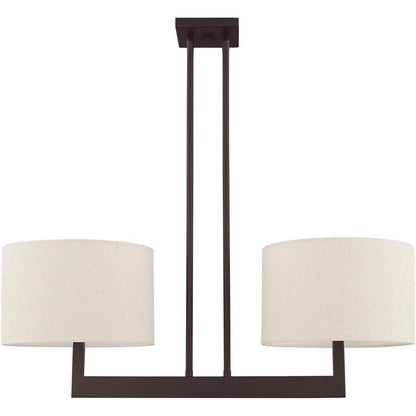 Bronze Two Light Metal Dimmable Chandelier With Shades HomeRoots