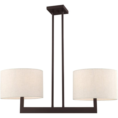 Bronze Two Light Metal Dimmable Chandelier With Shades HomeRoots