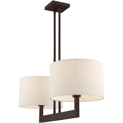Bronze Two Light Metal Dimmable Chandelier With Shades HomeRoots