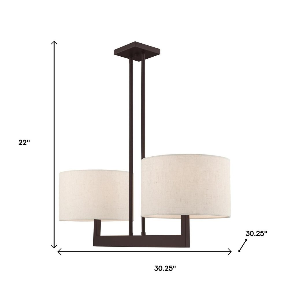 Bronze Two Light Metal Dimmable Chandelier With Shades HomeRoots