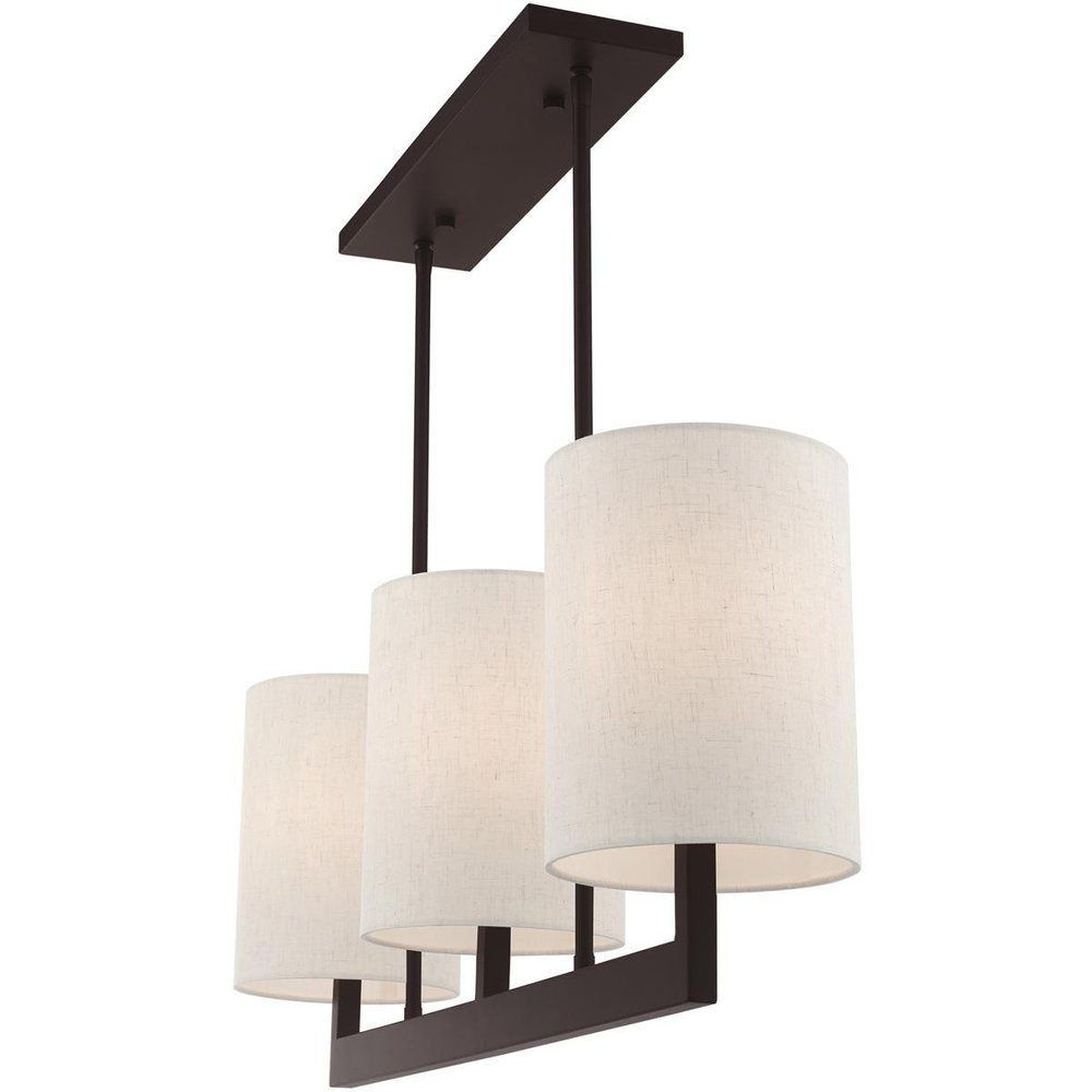 Bronze Three Light Metal Dimmable Chandelier With Shades HomeRoots