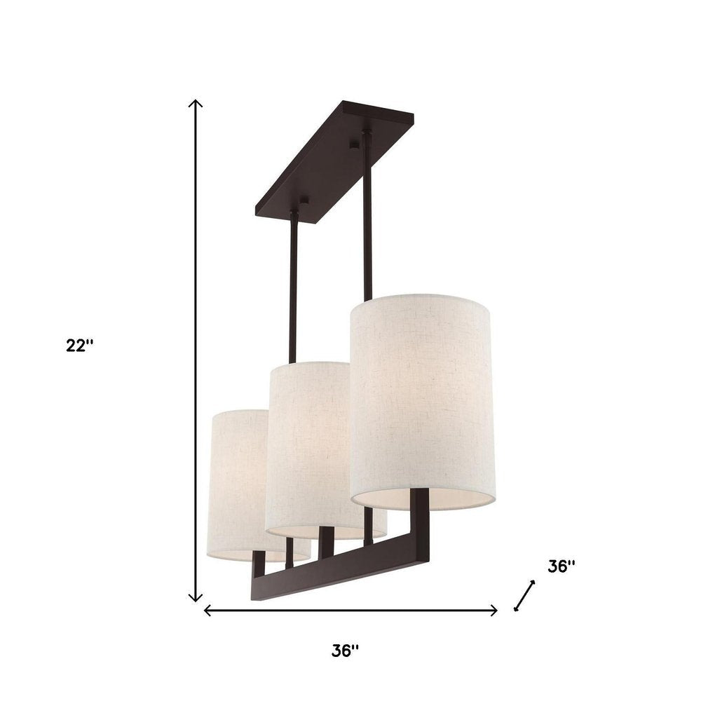 Bronze Three Light Metal Dimmable Chandelier With Shades HomeRoots