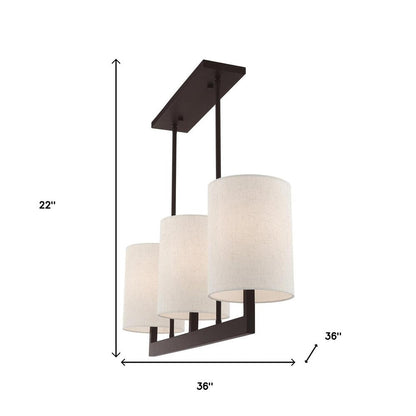 Bronze Three Light Metal Dimmable Chandelier With Shades HomeRoots