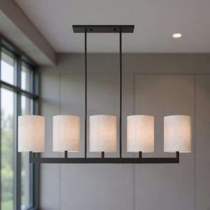Bronze Five Light Metal Dimmable Chandelier With Shades HomeRoots