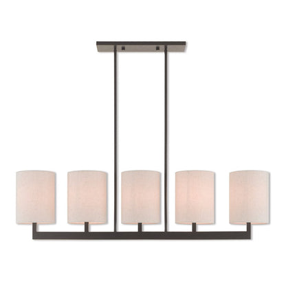 Bronze Five Light Metal Dimmable Chandelier With Shades HomeRoots