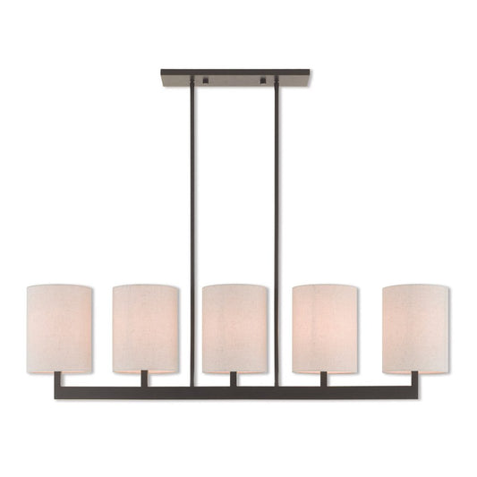 Bronze Five Light Metal Dimmable Chandelier With Shades HomeRoots