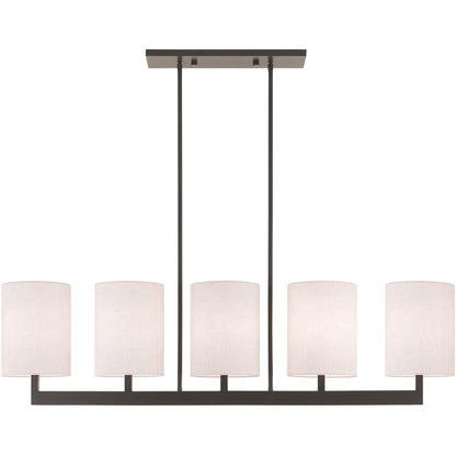 Bronze Five Light Metal Dimmable Chandelier With Shades HomeRoots