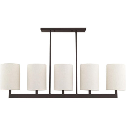 Bronze Five Light Metal Dimmable Chandelier With Shades HomeRoots