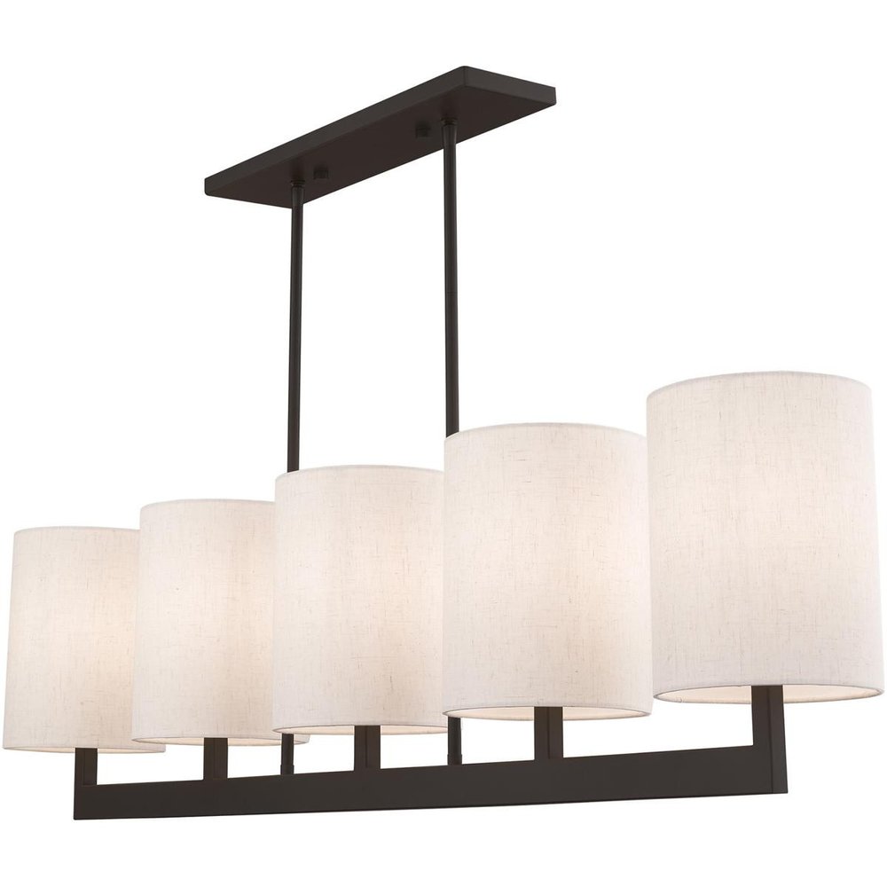 Bronze Five Light Metal Dimmable Chandelier With Shades HomeRoots