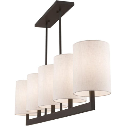 Bronze Five Light Metal Dimmable Chandelier With Shades HomeRoots