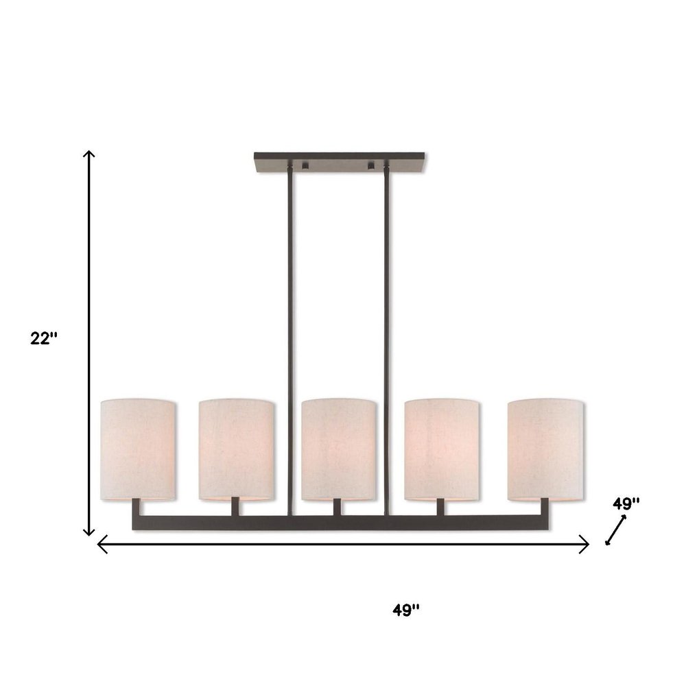 Bronze Five Light Metal Dimmable Chandelier With Shades HomeRoots