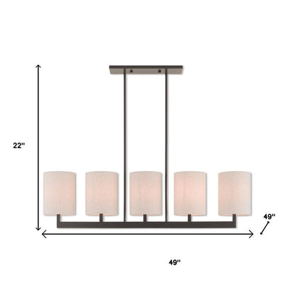 Bronze Five Light Metal Dimmable Chandelier With Shades HomeRoots