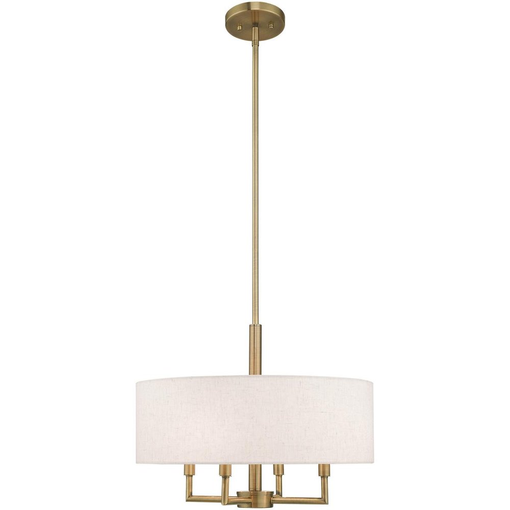 Antiqued Brass Four Light Metal Dimmable Chandelier With Shades HomeRoots