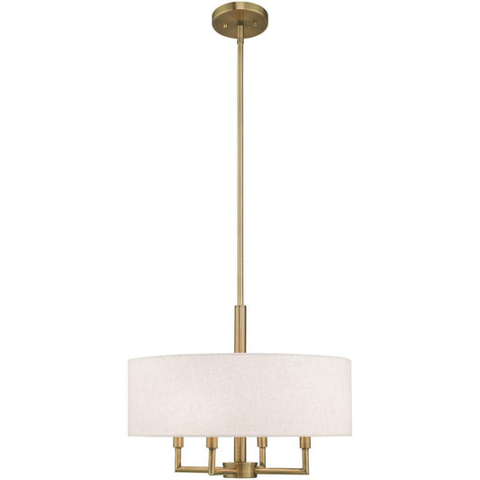 Antiqued Brass Four Light Metal Dimmable Chandelier With Shades HomeRoots