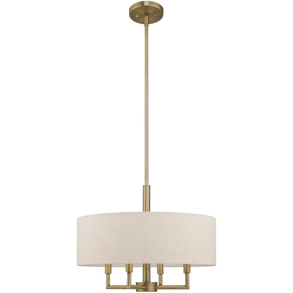 Antiqued Brass Four Light Metal Dimmable Chandelier With Shades HomeRoots