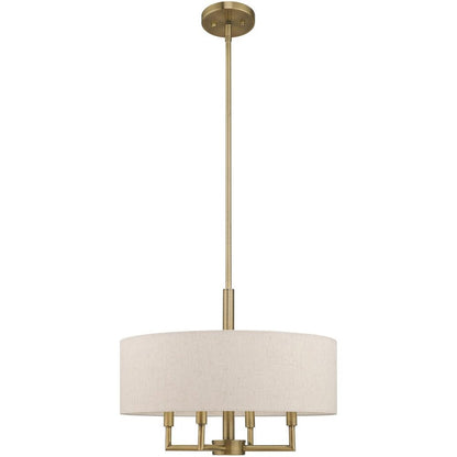 Antiqued Brass Four Light Metal Dimmable Chandelier With Shades HomeRoots