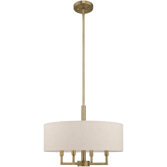 Antiqued Brass Four Light Metal Dimmable Chandelier With Shades HomeRoots