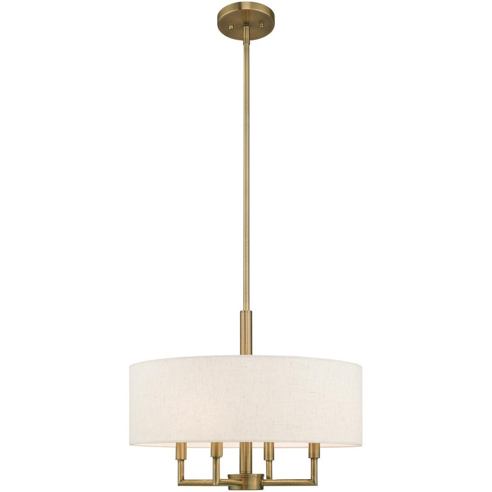 Antiqued Brass Four Light Metal Dimmable Chandelier With Shades HomeRoots