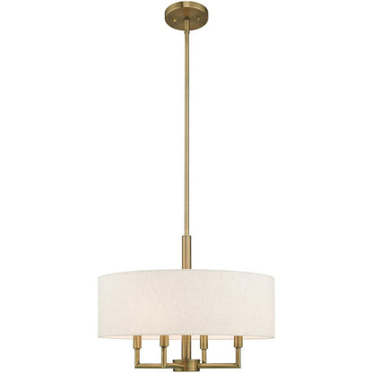 Antiqued Brass Four Light Metal Dimmable Chandelier With Shades HomeRoots