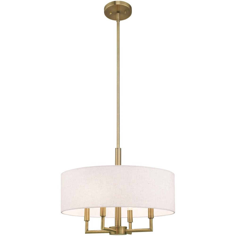 Antiqued Brass Four Light Metal Dimmable Chandelier With Shades HomeRoots