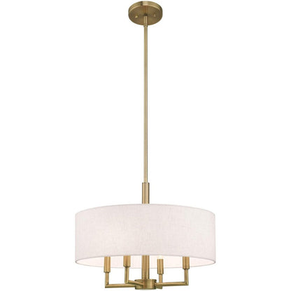 Antiqued Brass Four Light Metal Dimmable Chandelier With Shades HomeRoots