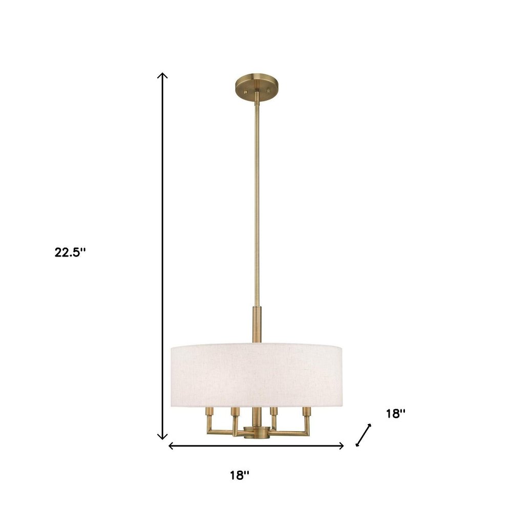 Antiqued Brass Four Light Metal Dimmable Chandelier With Shades HomeRoots
