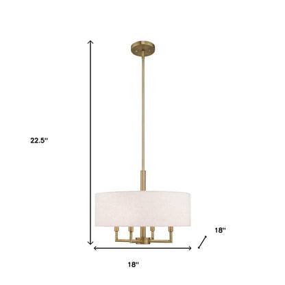 Antiqued Brass Four Light Metal Dimmable Chandelier With Shades HomeRoots