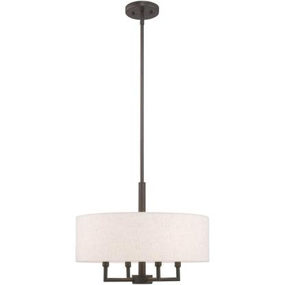 Bronze Four Light Metal Dimmable Chandelier With Shades HomeRoots