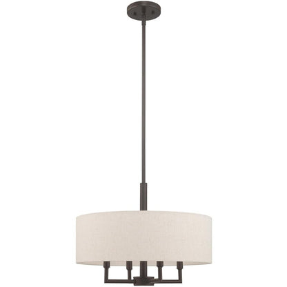 Bronze Four Light Metal Dimmable Chandelier With Shades HomeRoots