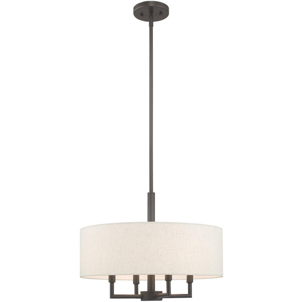Bronze Four Light Metal Dimmable Chandelier With Shades HomeRoots
