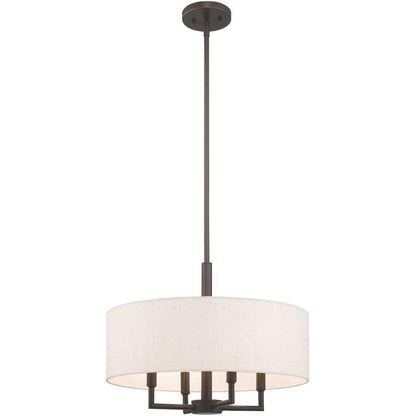Bronze Four Light Metal Dimmable Chandelier With Shades HomeRoots