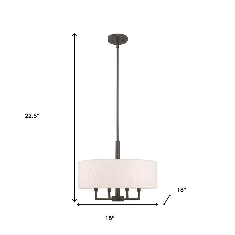 Bronze Four Light Metal Dimmable Chandelier With Shades HomeRoots