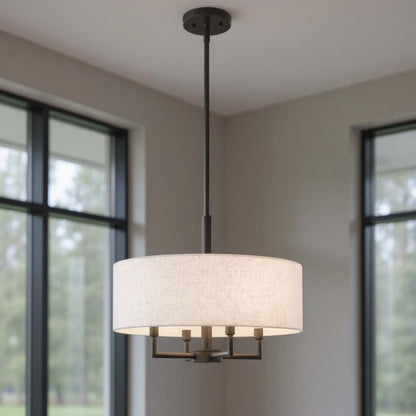 Bronze Four Light Metal Dimmable Chandelier With Shades HomeRoots
