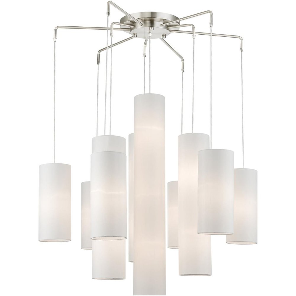 Nickel Multi Light Metal Dimmable Chandelier With Shades HomeRoots