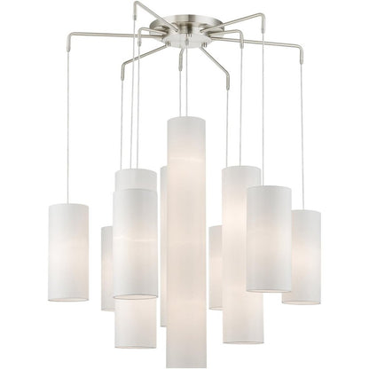 Nickel Multi Light Metal Dimmable Chandelier With Shades HomeRoots