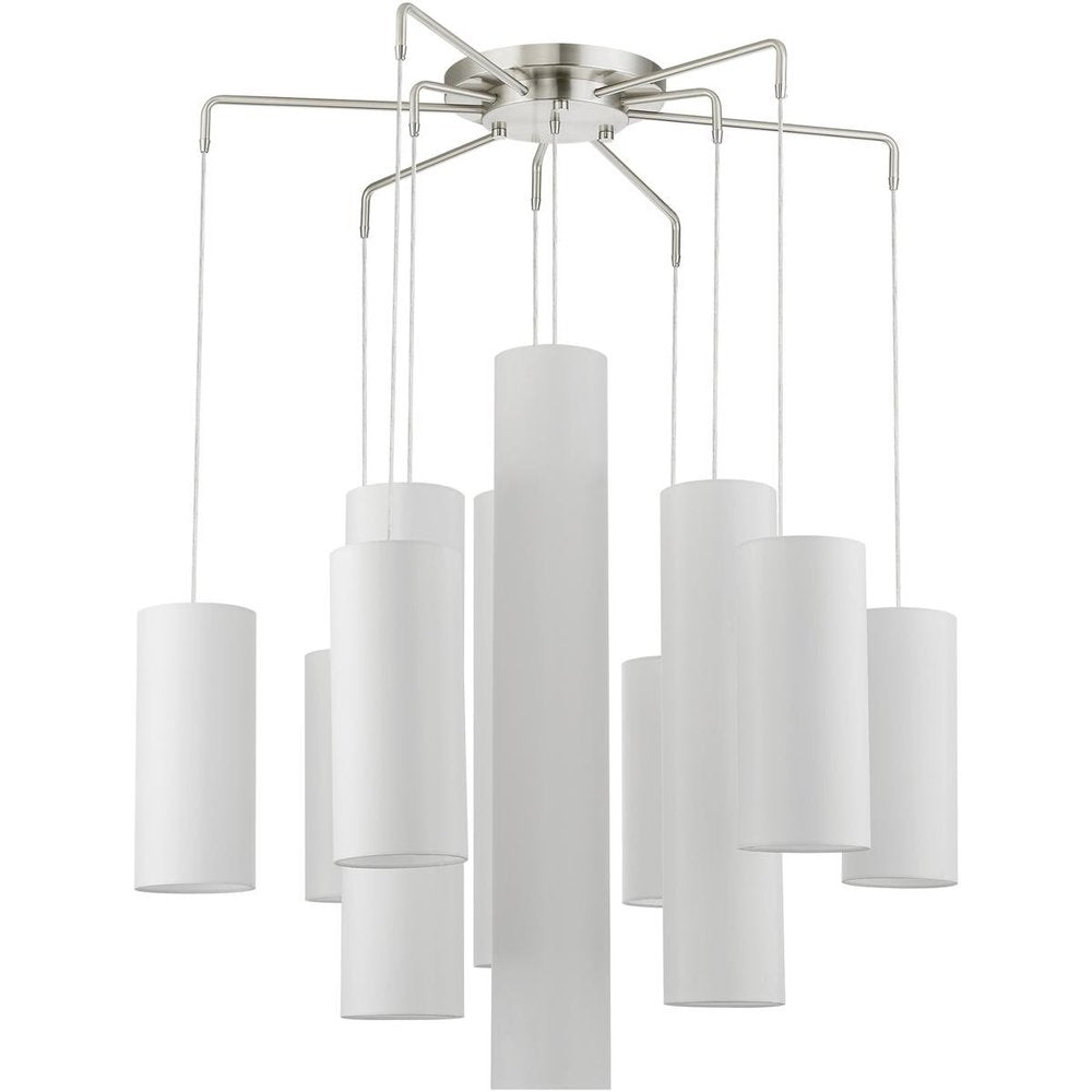 Nickel Multi Light Metal Dimmable Chandelier With Shades HomeRoots