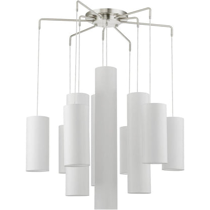 Nickel Multi Light Metal Dimmable Chandelier With Shades HomeRoots