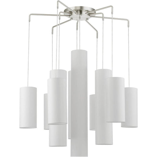Nickel Multi Light Metal Dimmable Chandelier With Shades HomeRoots
