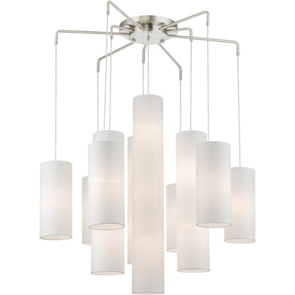 Nickel Multi Light Metal Dimmable Chandelier With Shades HomeRoots