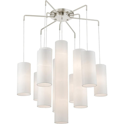 Nickel Multi Light Metal Dimmable Chandelier With Shades HomeRoots