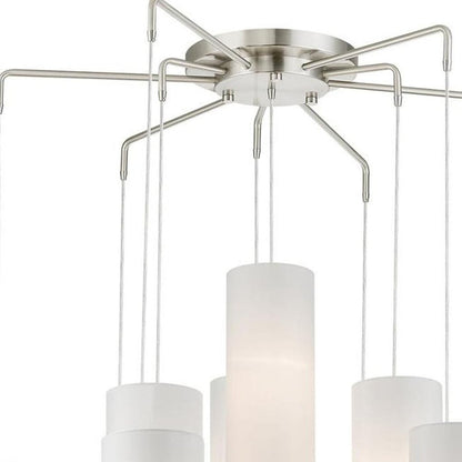 Nickel Multi Light Metal Dimmable Chandelier With Shades HomeRoots